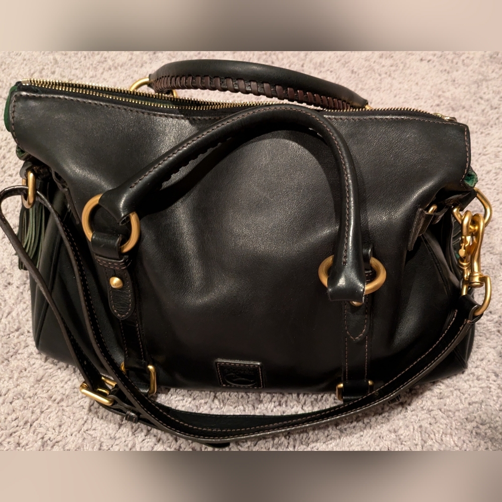 Dooney & Bourke satchel bag with very soft heavy leather long strap adjustable.
